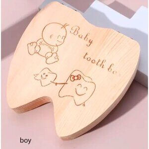 Baby Tooth Box Boy Wooden Hinged